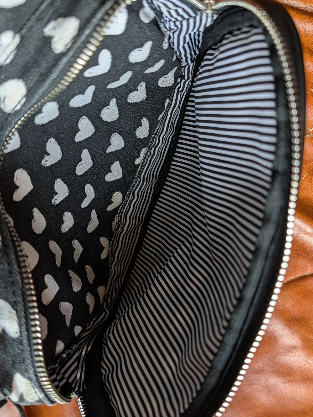 Black Heart-Print Backpack - Unbranded